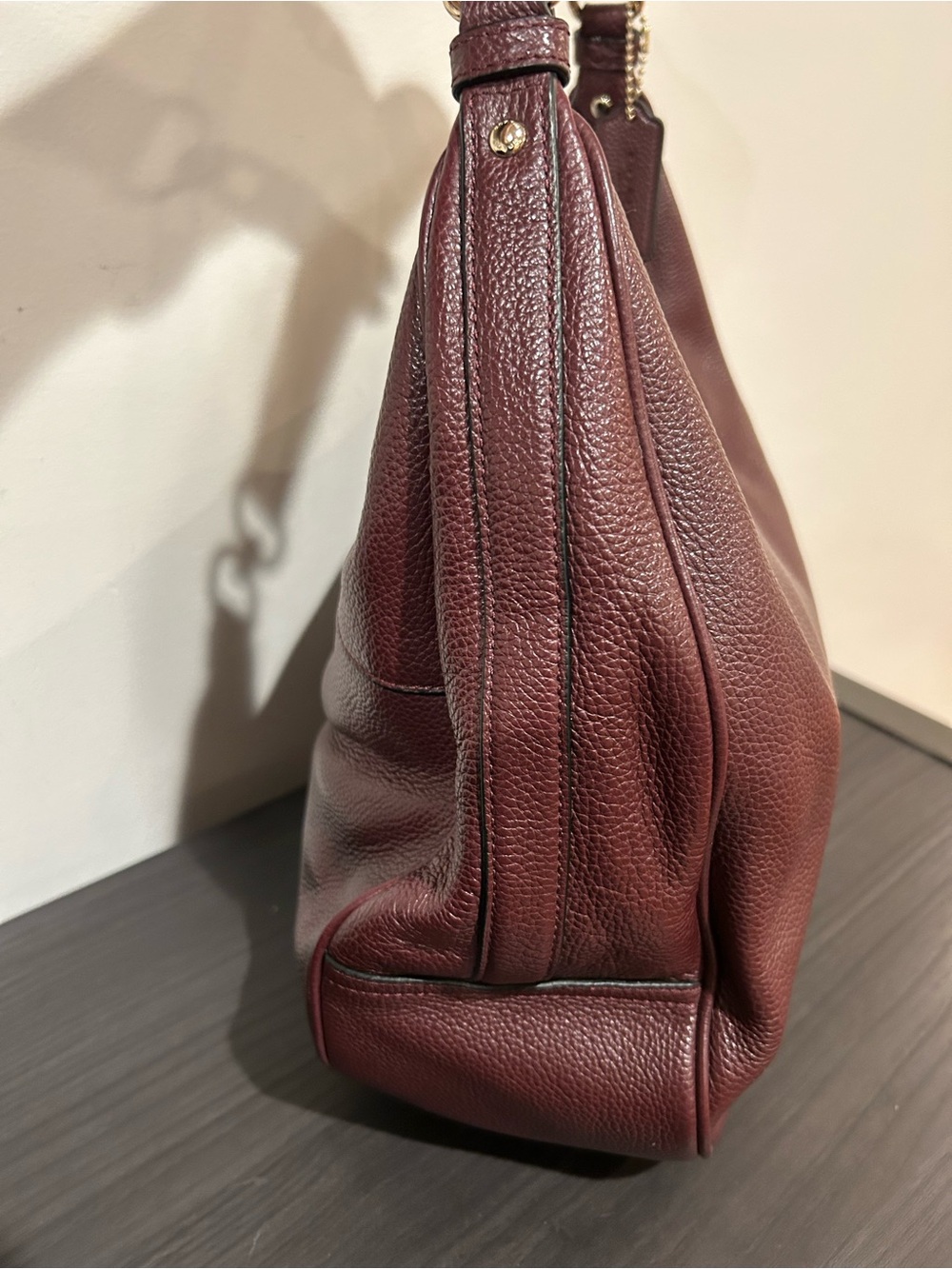 COACH Burgundy Harley Hobo Shoulder Bag Pebble Leather EUC - Picture 7 of 12